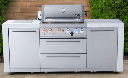 an outdoor kitchen island
